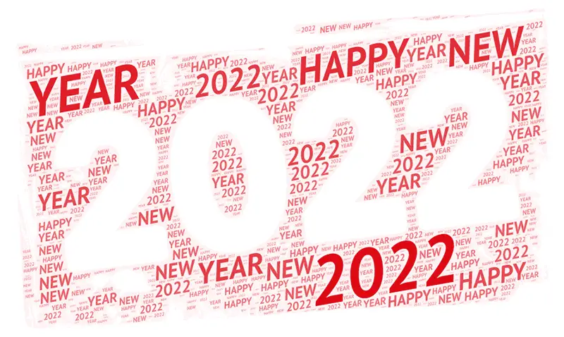 Happy New Year 2022 image card with congratulations words