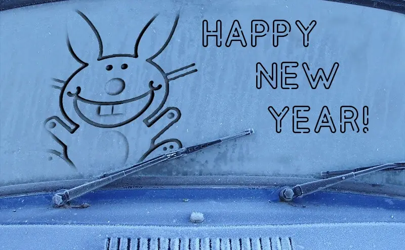 Funny New Year card for 2023 year of the Rabbit