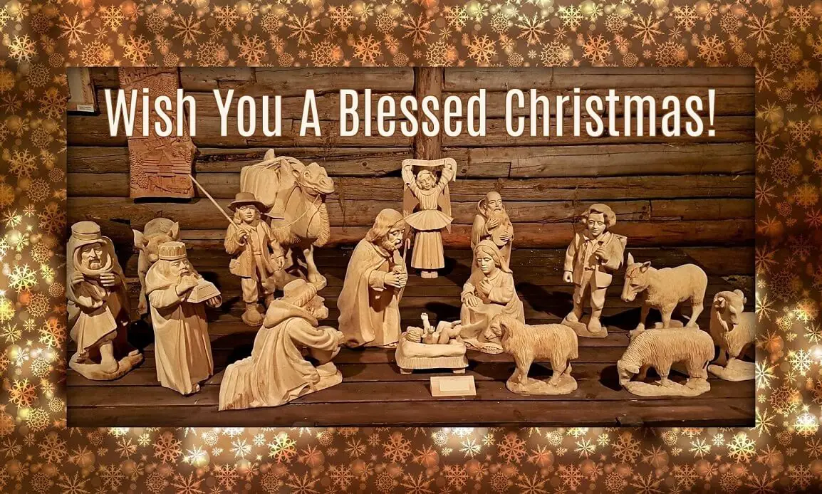 Christmas card for Christian with a holy family and blessings